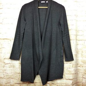 Pure J.Jill Open Front Drape Cardigan Sweater Women XS Gray Pockets Lagenlook